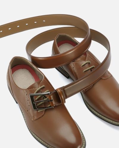 Image of CHAOREN Leather Dress Belt Men 2 Pack - 1 3 /8 inch Mens Belts for Work Business Casual Jeans