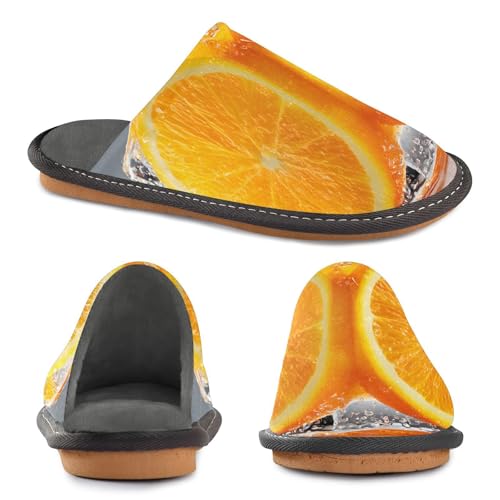 House Slippers Ice Lemon Print, Outdoor Indoor Unisex Rubber Sole Memory Foam 4-53