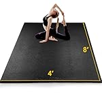 BesWin Large Exercise Mat 8'x4'x6mm/8mm, Extra Thick Workout Mats for Home Gym Flooring, High Density Non-Slip Gym Mats Fitness Mat for Cardio, Weights, Jump Rope, Fitness-Use With or Without Shoes