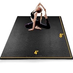 BesWin Large Exercise Mat 8’x4’x6mm/8mm, Extra Thick Workout Mats for Home Gym Flooring, High Density Non-Slip Gym Mats Fitness Mat for Cardio, Weights, Jump Rope, Fitness-Use With or Without Shoes