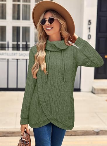 Image of Bulotus Tunic Sweaters for Women 2025 Turtleneck Sweater Pullover Lightweight Warm Tunic Tops for Leggings Loose Fit