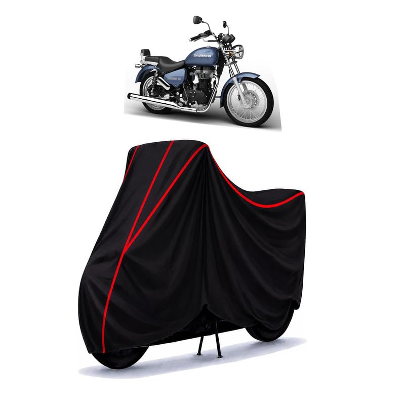 Image of Thunderbird 500 ABS Water Resistant Bike Cover for All Motorcycles & Rain | Heavy Duty Taffeta Fabric | UV Protection, Dustproof, Scratchproof | All Weather Two Wheeler Body Cover with Elastic Bottom