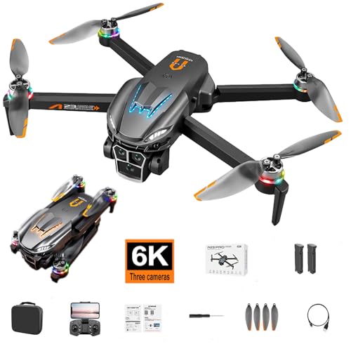 Drone with Phantom Breathing Light, Camera 6K HD FPV, Brushless Motor, 360°Flip and Intelligent Obstacle Avoidance, Waypoint Fly, Altitude Hold, Optical Flow Positioning, Foldable Drone for Beginners
