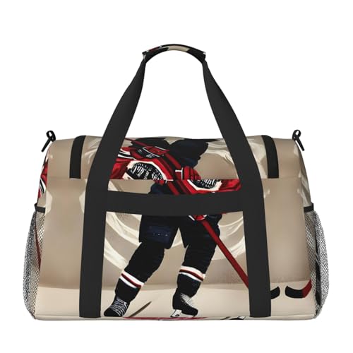 Hockey Sports print Carry on Luggage for Women Men Shoulder Weekender Crossbody Bag for Yoga Travel Must Haves2