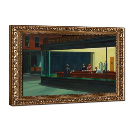 Cadre à suspendre Nighthawks Edward Hopper de 50x76 cm pour mur intérieur