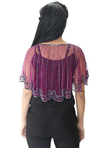 Image of Matelco Women's net Embellished Poncho Purple