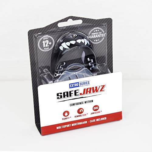 Safejawz Mouthguard Slim Fit, Adults And Junior Mouth Guard With Case For Boxing, Basketball, Lacrosse, Football, Mma, Martial Arts, Hockey And All Contact Sports (Adults 12+ Years, Black Fangz) #TOP4
