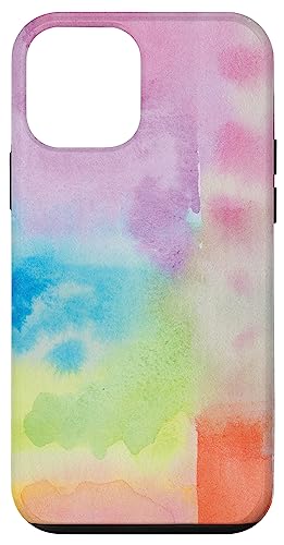 美的 パステルレインボー 水彩画 抽象芸術 スマホケース iPhone 12 mini 用