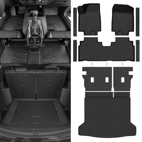NQOQN Custom Fit Floor Mats for Cadillac Lyriq 2023-2027 (Include Lyriq-V) | All Weather TPE Floor Liners & Trunk Mat & Backrest Mats & Door Sill Guard | Odorless Full Set Interior Accessories
