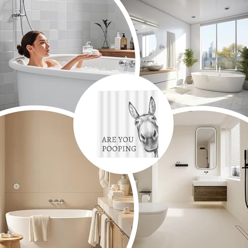 Rideau de douche adorable en tissu lavable inclus 12 crochets résistants