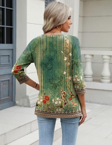 Image of Zeagoo 3 /4 Length Sleeve Womens Tops Casual V Neck Shirts Soft Basic Tees Business Work Blouses