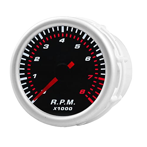 ETOPARS 52mm Automotor Kfz Zeiger Spannungsanzeige Tacho Drehzahlmesser Drehzahl Messgerät Kit RPM Weiß Helles Lichtanzeige Zeigeranzeige Rennanzeige Rauchtönung Len