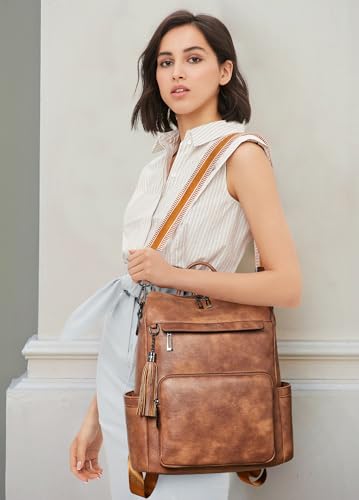 Image of Shrrie Vegan Leather Laptop Backpack for Women 15.6 inch Work Backpack Fashion Travel Backpack Purse for Travel College Work