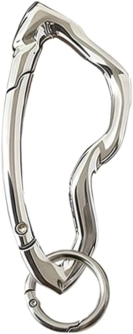 Irregular Cool Multi-Use Carabiner Keychain,Shiny Chrome Keychain,Material Y2K With Loop Key Ring