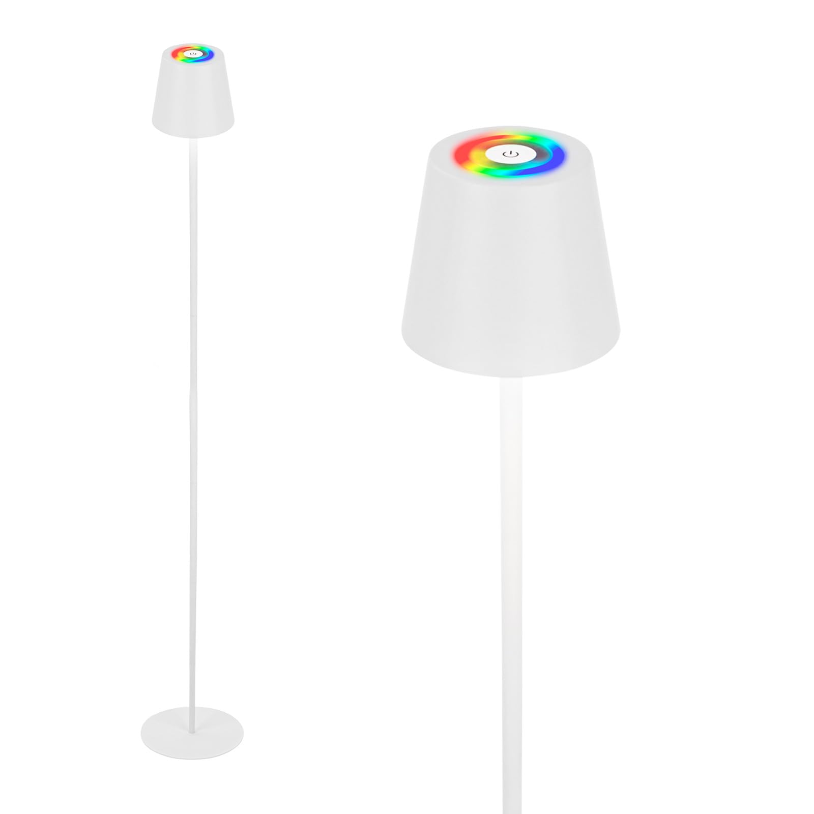BRILONER - RGBW LED Floor Lamp Wireless with Touch, Continuously Dimmable, Battery & Light Source Exchangeable, 133 cm High