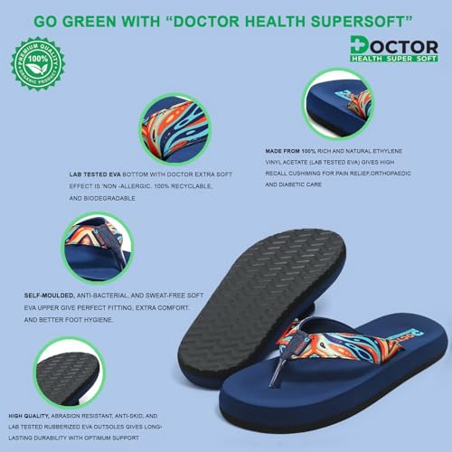 Image of DOCTOR HEALTH SUPER SOFT Women Stylish Printed Flip Flops | Soft Cushioned Everyday Wear Slippers for Women | Lightweight Anti-Slip Casual Thong Sandals