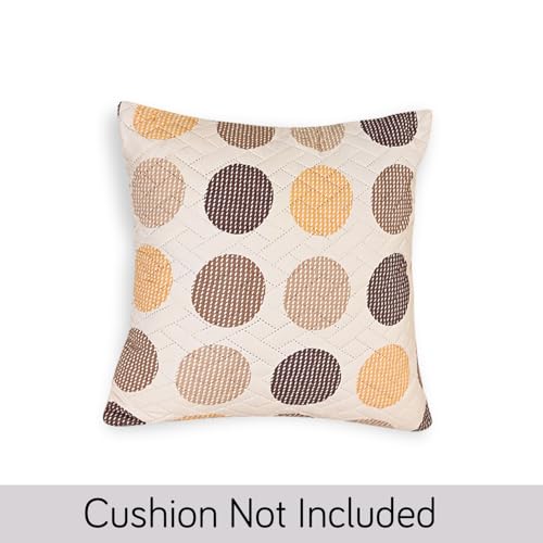 Image of HOKIPO Printed Cushion Cover 16x16 in, Brown Polka Dot