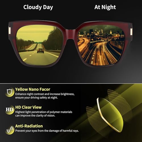 Image of HAOLOTA Night Vision Driving Glasses Fit Over Glasses