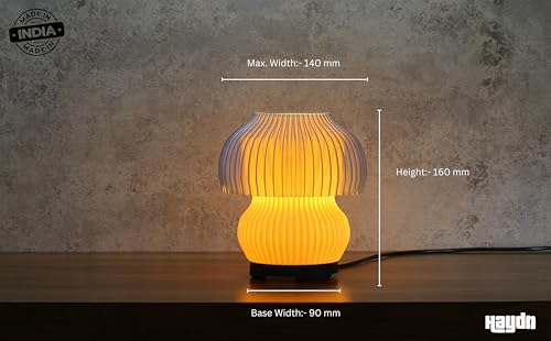 Image of Haydn Frosted Dome Mushroom Bio-Plastic Table Lamp - Warm LED Bedside Night Lamp for Bedroom & Study, Soft Ambient Decor Light for Home, Elegant Minimal Design (LED Included)