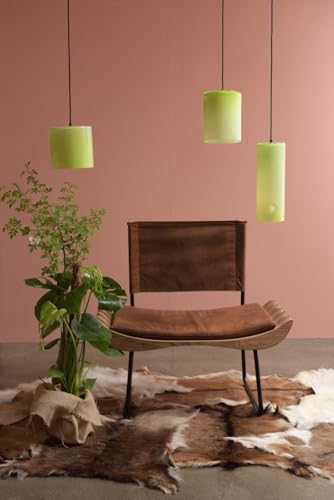 Suspension en verre E27 jaune fluo pour salon sombre