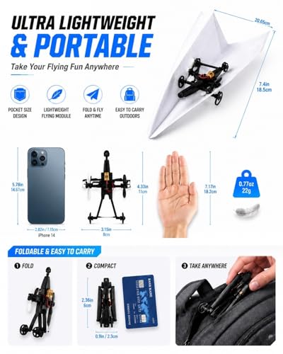 Image of Rc Paper Airplane Motor Kit DIY Model Airplanes Launcher Construction Set with Gyro Stabilizer Dual Propellers Foldable Electric Remote Control Paper Plane Drone Stem Toy Tech Gadgets Gifts(Set 1)
