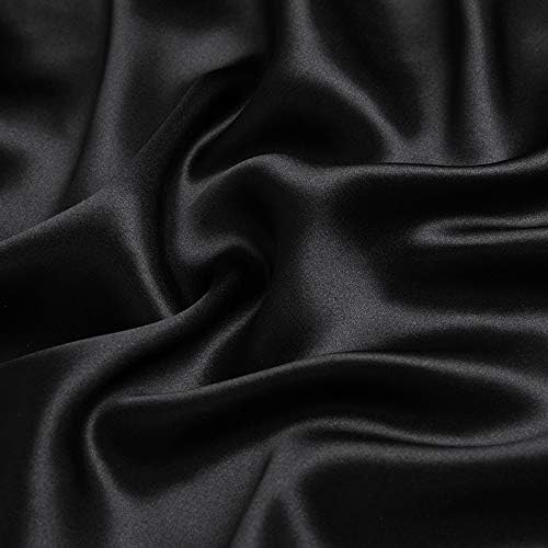 F.d.silk 100% Pure 16mm Black Silk Charmeuse Fabric by The Yard, 48 Colors,Black Ch-2003
