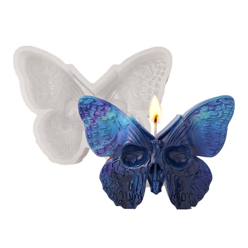 3D Skull Rose Butterfly Candle Mold, Resin Casting Hand Crystal Ball Mold Ghost Silicone, Resin Candle, Handmade Soap Making Molds (Skull)