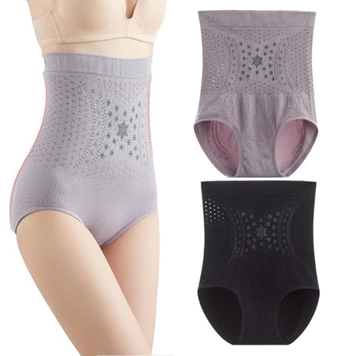 JPSSJGYH Bauch-Weg Shapewear Miederslips (Black+Gray,XXL)