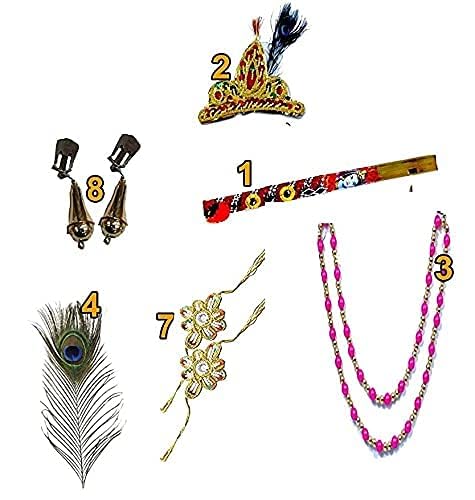 PK MART Fancy Dresses Krishna Jewellery for Kids/Janmashtami/Bal Gopal Dress/Kanha Accessories/Bal Krishna Mukut/Krishna Sringar Jewellery