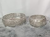 Schale Silber 2er Set Kerzen Tablett Deko Metall Tischdeko Orient Landhaus Rund