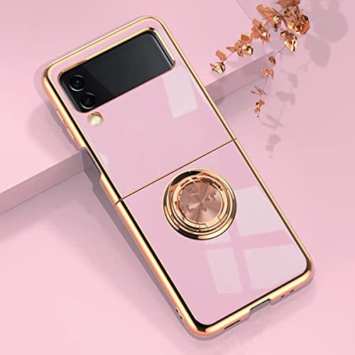 360°Anello Supporto Cover per Samsung Galaxy Z Flip 3 5G Silicone Custodia Placcatura Sottile Elegante Case Antiurto Standing Magnetico per Auto