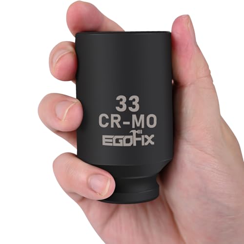 Image of 1 /2 inch Drive Deep Impact Socket, 33mm Metric Socket, Axle Nut Socket CR-MO 6 Point for Easy Removal of Axle Shaft Nuts