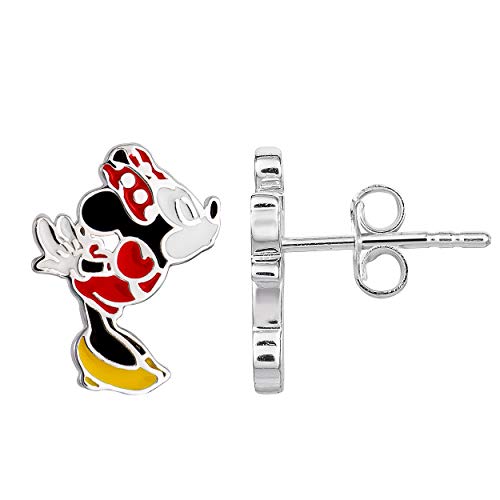 Disney Mickey And Minnie Mouse Kiss Mismatched Stud Earrings, Sterling Silver #TOP2
