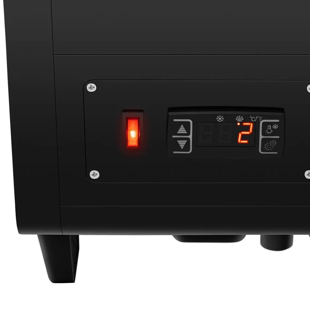 Vitrina Pastelera Expositora Refrigerada 2 Estantes con 2 Puertas Correderas Negra 100 Litros Ventilada | Vitrina Sobremesa Cristal Curvado