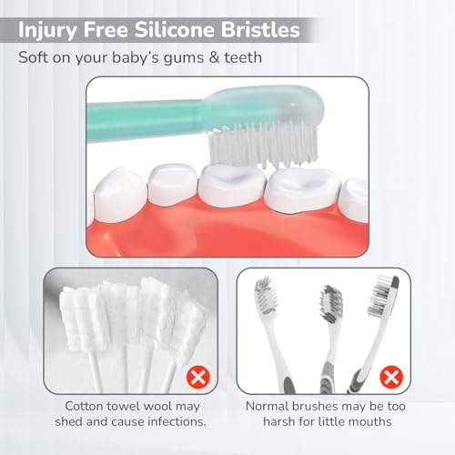 Image of R for Rabbit Tiny Smiles Pixie 3-in-1 Baby Toothbrush Set BPA-Free Silicone | Gum Massager, U-Shape & Toddler Brush with Travel Case (3Pcs) | Ultra Soft Teeth Cleaner for 0-18 M Babies (Lake Blue)