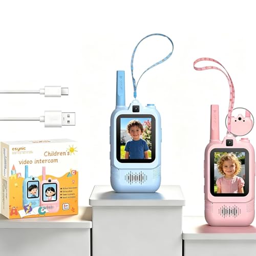 eSynic 2 Pack Rechargeable Kids Video Walkie Talkies with 720p Dual Camera