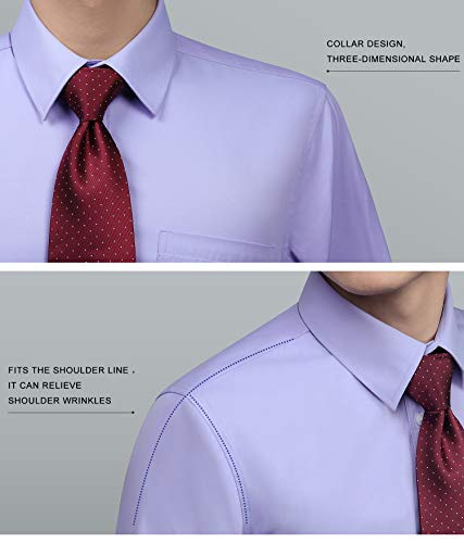 Image of HISDERN Mens Business Dress Shirts Long Sleeve Casual Button Down Shirt Formal Inner Collar Contrast Shirt for Men Wedding