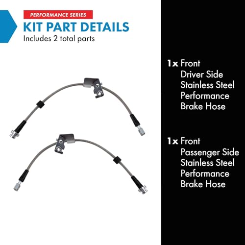 Image of TRQ Front Brake Hose Set Compatible with 2011-2014 Chrysler 200 2007-2010 Sebring 2008-2014 Dodge Avenger 2007-2012 Caliber 2007-2017 Jeep Compass Patriot