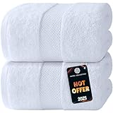 White Classic Luxury Bath Sheets Towels for Adults Extra Large 35x70 Inch - 700 GSM Turkish Cotton, Highly Absorbent | Hotel Collection | 2 Pack