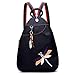 Jywmsc Femmes Unique Style Ethnique Sac de Poitrine élégant Broderie Libellule Sac à Dos avec écouteur Port et Pendentif Ivoire(01 Noir,One Size)