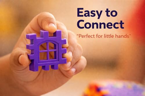 Image of House Building Blocks for Kids 3+ Years, 92 Pcs | Interlocking STEM Construction Toy, Creative Play, Fine Motor Development, Birthday Return Gift