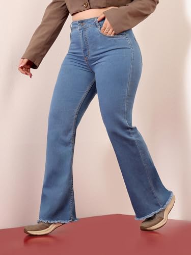 Image of Miss Chase A+ Women's High Rise Regular Stretchable Denim Bootcut Shaping Jeans