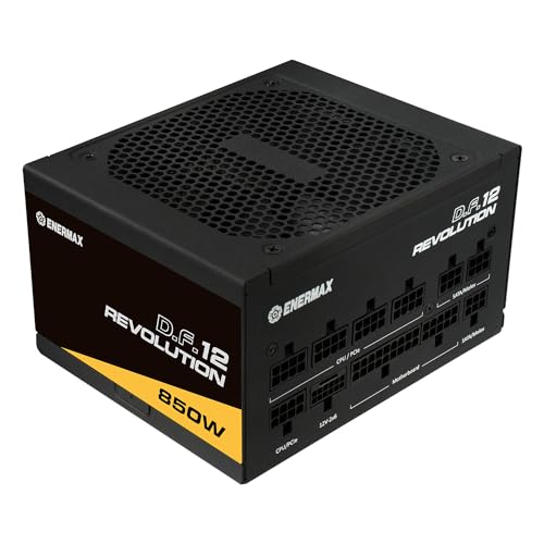 ENERMAX Revolution D.F. 12 ATX3.1 PCI-e 5.1 850W 80Plus Gold ultra-compatto (completamente modulare, 50% semi-fanless, 12V-2x6); ETV850G, nero - Alimentatore - Immagine 1