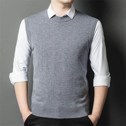 Men Wool Blend Knit Vest Casual Crewneck Sleeveless Sweater Slim Pullover Knit Waistcoat2