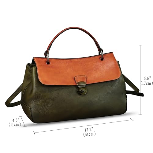 Image of Genuine Leather Handbag Satchel for Women Retro Leather Crossbody Bag Pouch Vintage Ladies Handbag Purse