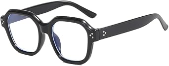 Retro Square Cat Eye Glasses - Rivet Design Blue Light Blocking Non-Prescription Frames for Women Men