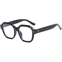 Retro Square Cat Eye Glasses - Rivet Design Blue Light Blocking Non-Prescription Frames for Women Men