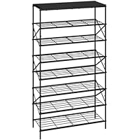 IBUYKE 8 Tier Shoe Storage Rack with Shelf, Large Capacity Metal Shoe Storage Organizer for 32 Pairs of Shoes, for Entryway Hallway Closet Garage, Black TXJ018B