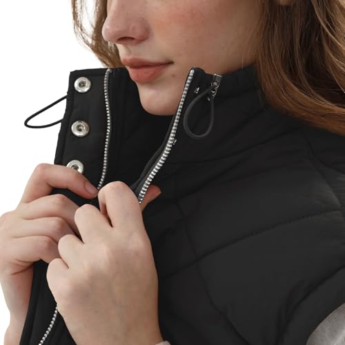 Gilet matelassé léger femme veste sans manches rembourrée d'extérieur vêtement chaud poches