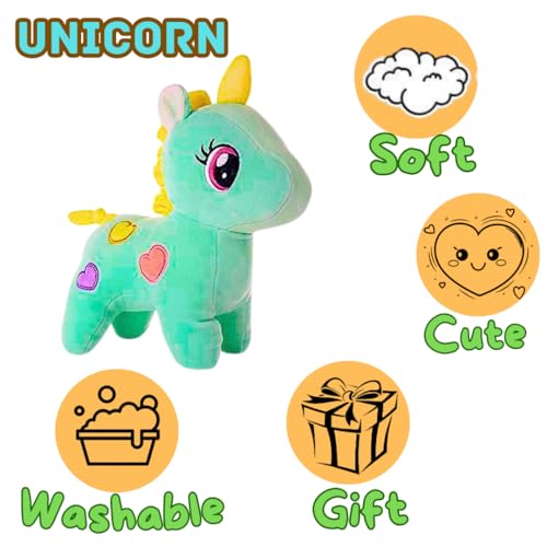 Image of 25cm Green Unicorn Soft Toy for Babies Kids Girls | Plushie Stuffed Fluffy Animal Toys for Gifts & Home Decor | Unicorn Soft Toys for Boys & Girls Pack of 1